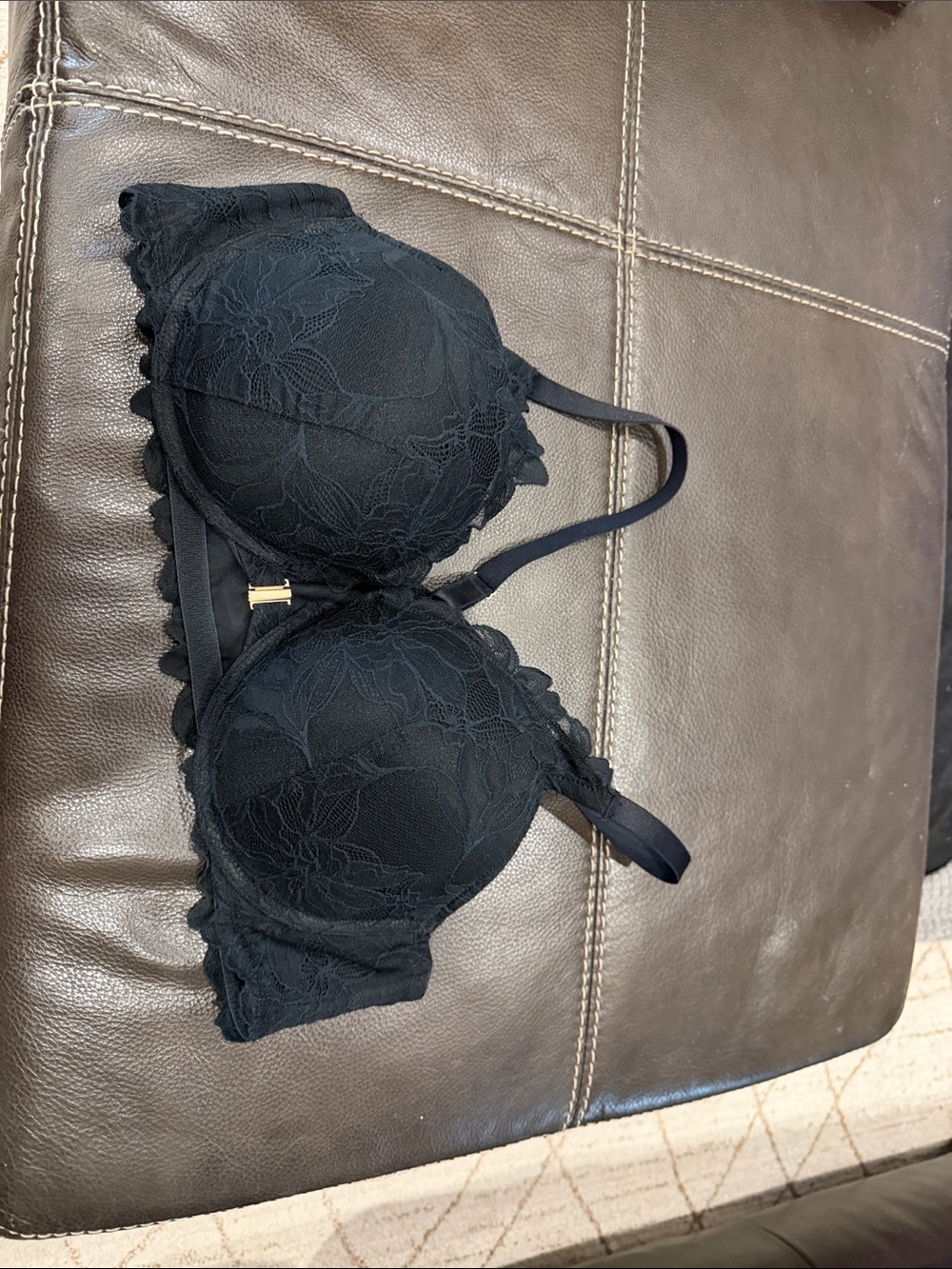 Auden Black Lace Push-Up Bra with front closure